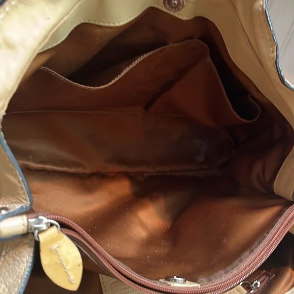 Coach Women’s Cream Pebbled Leather Penelope Ruffled Shouldered Satchel Bag: S-M - Picture 10 of 11